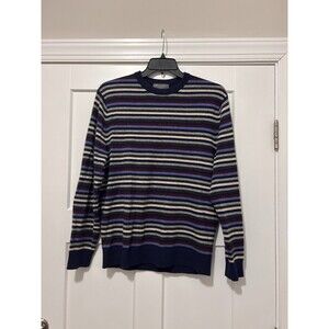 Daniel Cremieux long sleeve Blue striped Crewneck Wool sweater Men’s Size Large